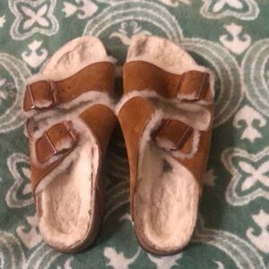 Birkenstock Brown Shearling Lined Sandals NEW never worn